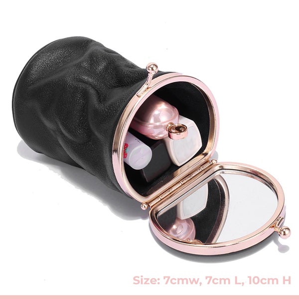 Lipstick Case with Mirror + PU LEATHER + Lipstick holder with mirror, Lipstick Case