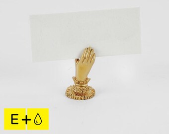 Vintage Style Bass Mini Hand: Victoria Style Wedding Place Card Display Brass Stand, Table Number Stand, Bass Gold Price card stand