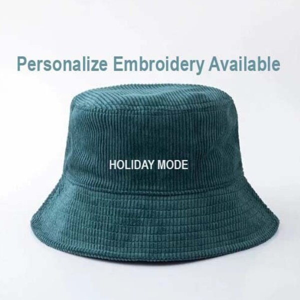 Personalize embroidery Text Hat: Retro Corduroy Bucket Hat | Fisherman hat | Street fashion | Beach cap |Unisex hat |Perfect Christmas gifts