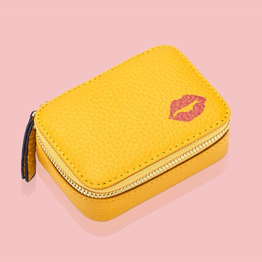 Lipstick Case With Mirror GENUINE LEATHER Lipstick Holder Etsy