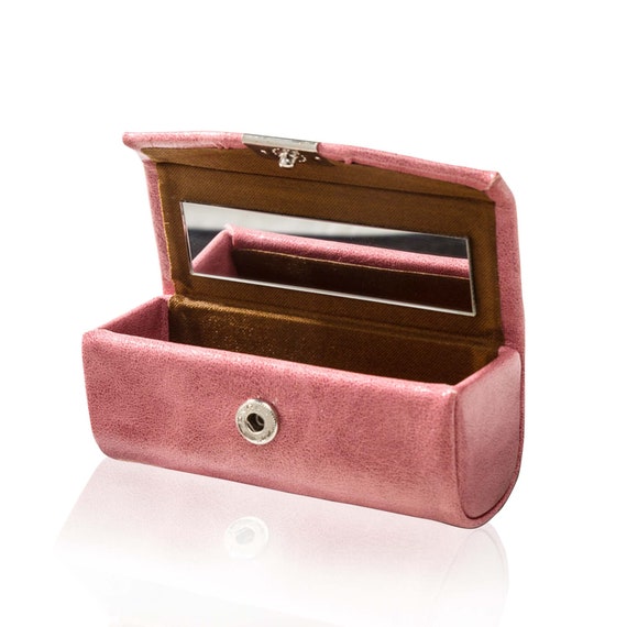 Genuine Leather Lipstick Cases With Mirror For Purses Makeup Bags Organizer