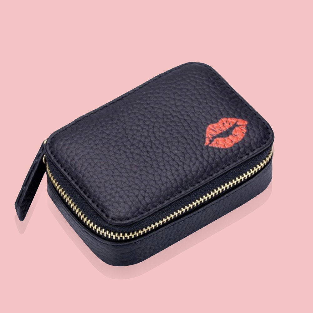 Lipstick Case With Mirror GENUINE LEATHER Lipstick Holder Etsy