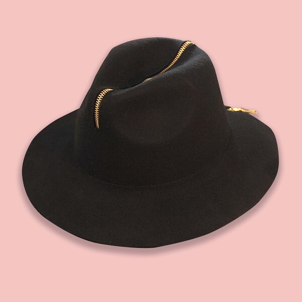 Retro Fedora Hoed met Rits | Wollen Jazz hoed in zwart | Wintermuts warm houden | Vintage stijl hoed