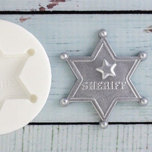 Sheriff badge silicone craft mould food safe for cupcake toppers fondant sugar paste  crafts