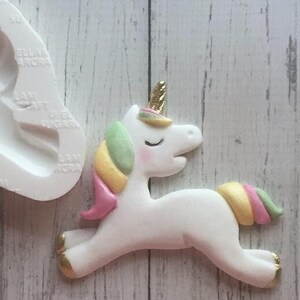 Hand sculpted whimsical baby unicorn silicone craft mould, food safe for cake toppers, fondant, sugar paste, polymer clay wax craft.