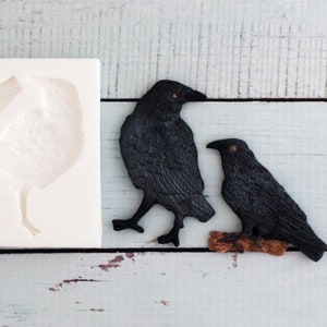 Gothic Halloween ravens crows silicone craft mould, food safe for cupcake toppers, fondant, sugar paste, craft, polymer clay, resin etc