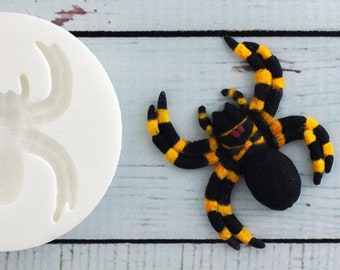 Halloween spider silicone craft mould, food safe for cupcake toppers, fondant, sugar paste, polymer clay, crafts