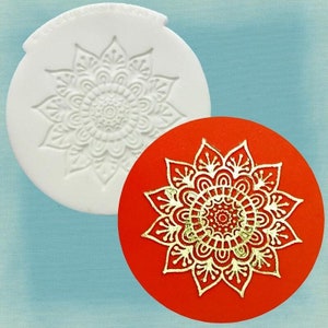 Mehndi inspired henna style mandala cupcake embossing texture mat silicone mould V2