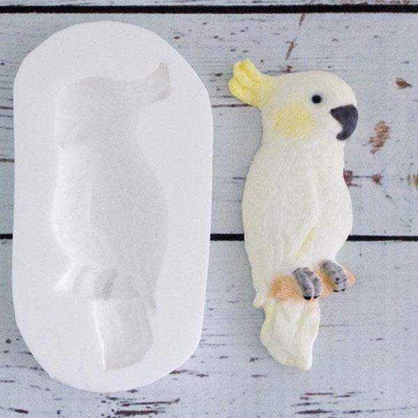 Cockatoo parrot tropical bird silicone craft mould, food safe for cupcake toppers, fondant, sugar paste, craft, polymer clay, resin