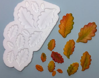 Stylised oak leaf autumn garden leaves 12 cavity silicone craft mould food safe for cupcake toppers sugar paste craft polymer clay resin etc