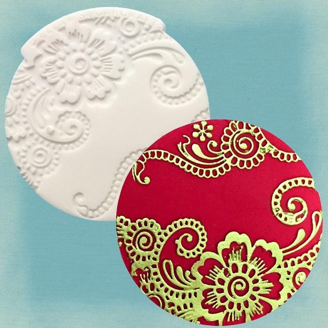 Mehndi Inspired Henna Floral Style Cupcake Embossing Mat Etsy