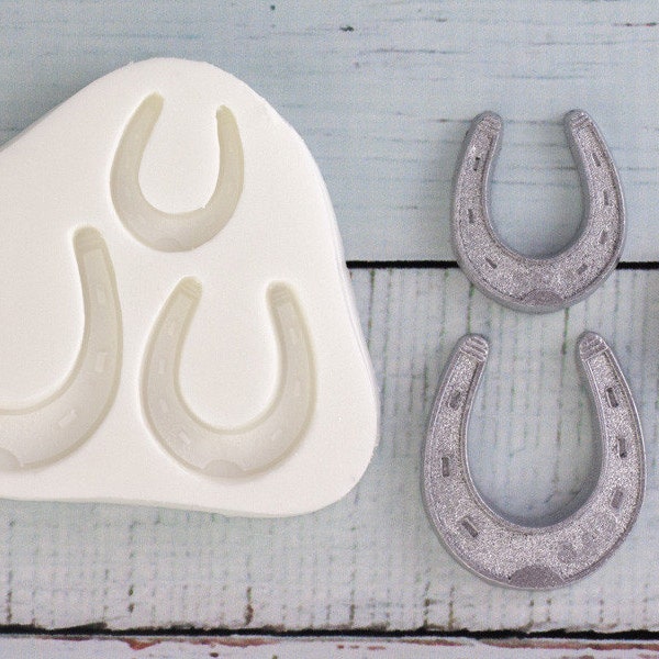 Horseshoes 3 cavity wedding horse shoe lucky horseshoe silicone craft mould food safe for cupcakes toppers fondant sugar paste crafts