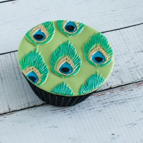 Peacock Feather 4 Texture Embossing Mat Silicone Craft Mould Food Safe for Cupcake Toppers Fondant Polymer Clay Fimo Craft Etsy