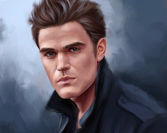 Stefan Salvatore, Paul Wesley, Digital Art, The Vampire Diaries, Celebrity Painting, Instant Download, Fan Artwork, PRINTABLE art