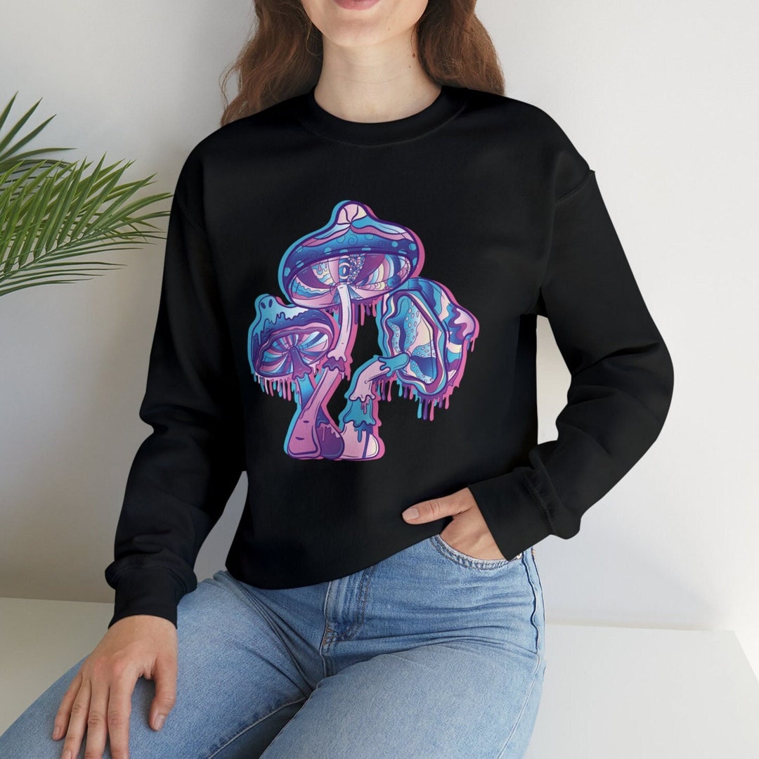 Colorful Mushrooms Sweatshirt, Magic Mushroom Sweater, Botanical