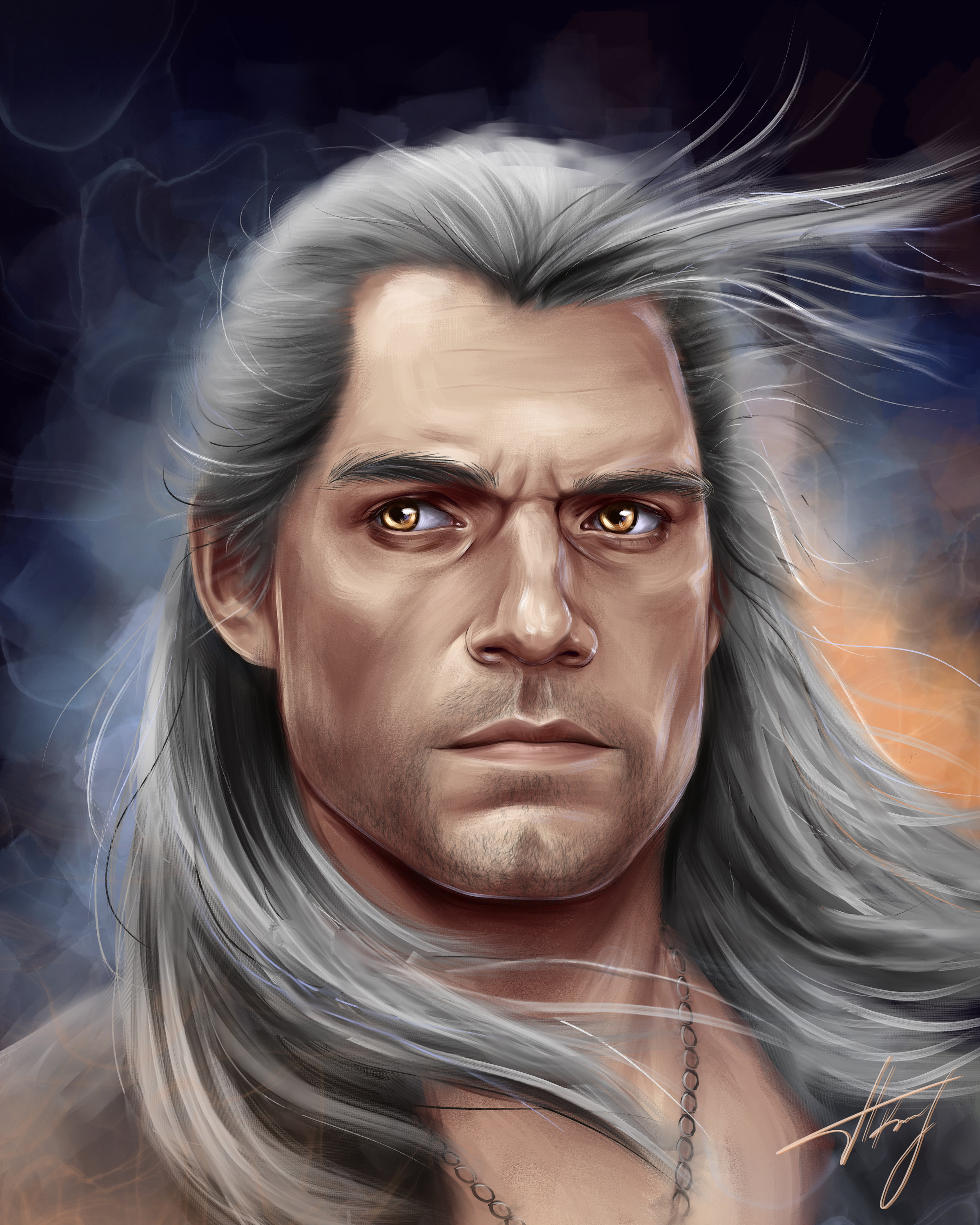 Geralt of Rivia, Henry Cavill, The Witcher, Celebrity Painting, Digital ...