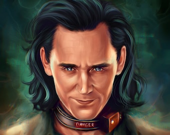 Loki, Fantasy Art, Printable Wall Art, Digital Art, Digital Download, PRINTABLE art, Portrait of actor, Celebrity