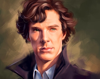 Sherlock Holmes, Benedict Cumberbatch, Fanart, Celebrity Painting, Digital Art, Instant Download, Printable art, Decor, Printable Wall Art