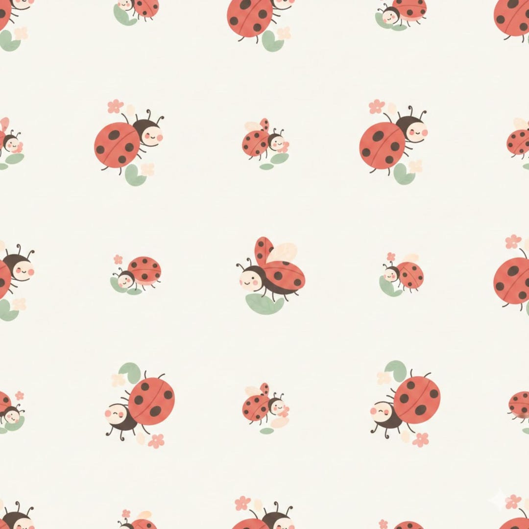 Cute Ladybug Seamless Pattern – Soft Red Green Pastel – Kids & Nursery ...