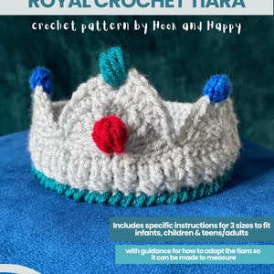 Haakpatroonbundel Royal Crown en Royal Tiara haakpatronen // 3 maten voor baby, kind en volwassene Partijkronen afbeelding 3