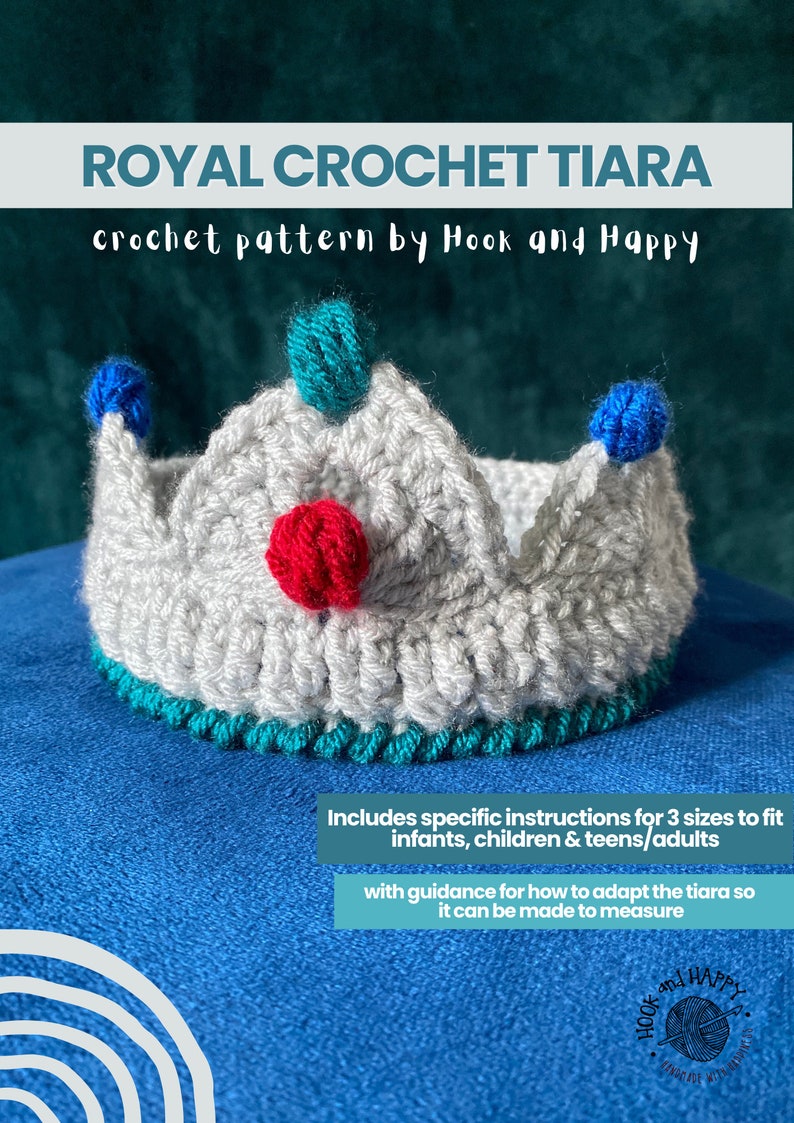 Haakpatroonbundel Royal Crown en Royal Tiara haakpatronen // 3 maten voor baby, kind en volwassene Partijkronen afbeelding 3