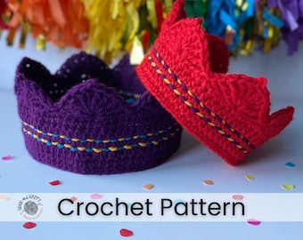 Party Crown Crochet Pattern // Christmas crown, 9 sizes from baby to XL adult, beginner-friendly crochet pattern, handmade cracker crown
