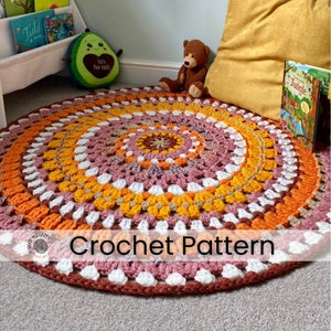 Rug Crochet Pattern // Around the Reading Rug / Crochet décor / Crochet floor mat / Garden rug