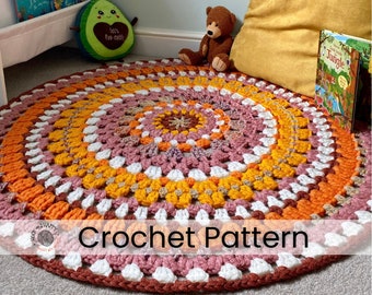 Patrón de alfombra de crochet / Decoración fácil de alfombra redonda para piso (Patrón PDF)