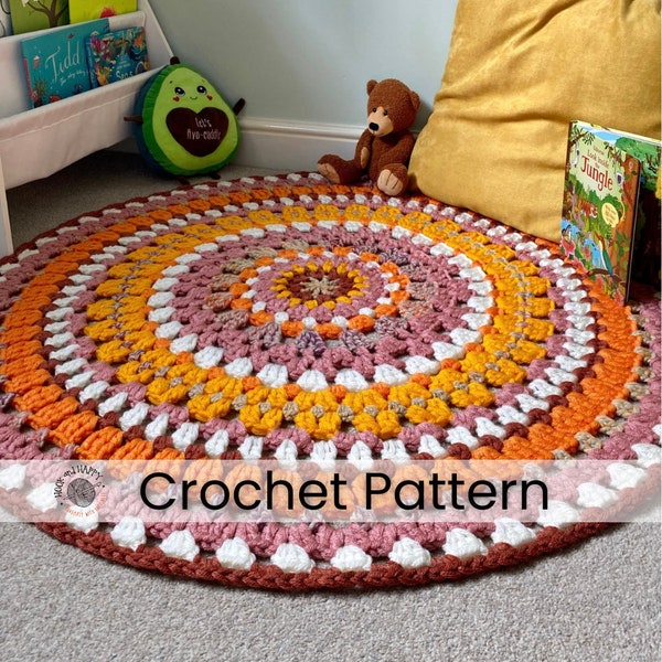 Patrón de alfombra de crochet / Decoración fácil de alfombra redonda para piso (Patrón PDF)