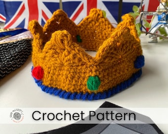 Royal Crown haakpatroon//3 maten voor baby, kind en volwassene; Koninklijk kroonpatroon; Wijze Mannen kostuumkroon; DIY-kroon