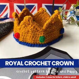 Haakpatroonbundel Royal Crown en Royal Tiara haakpatronen // 3 maten voor baby, kind en volwassene Partijkronen afbeelding 2
