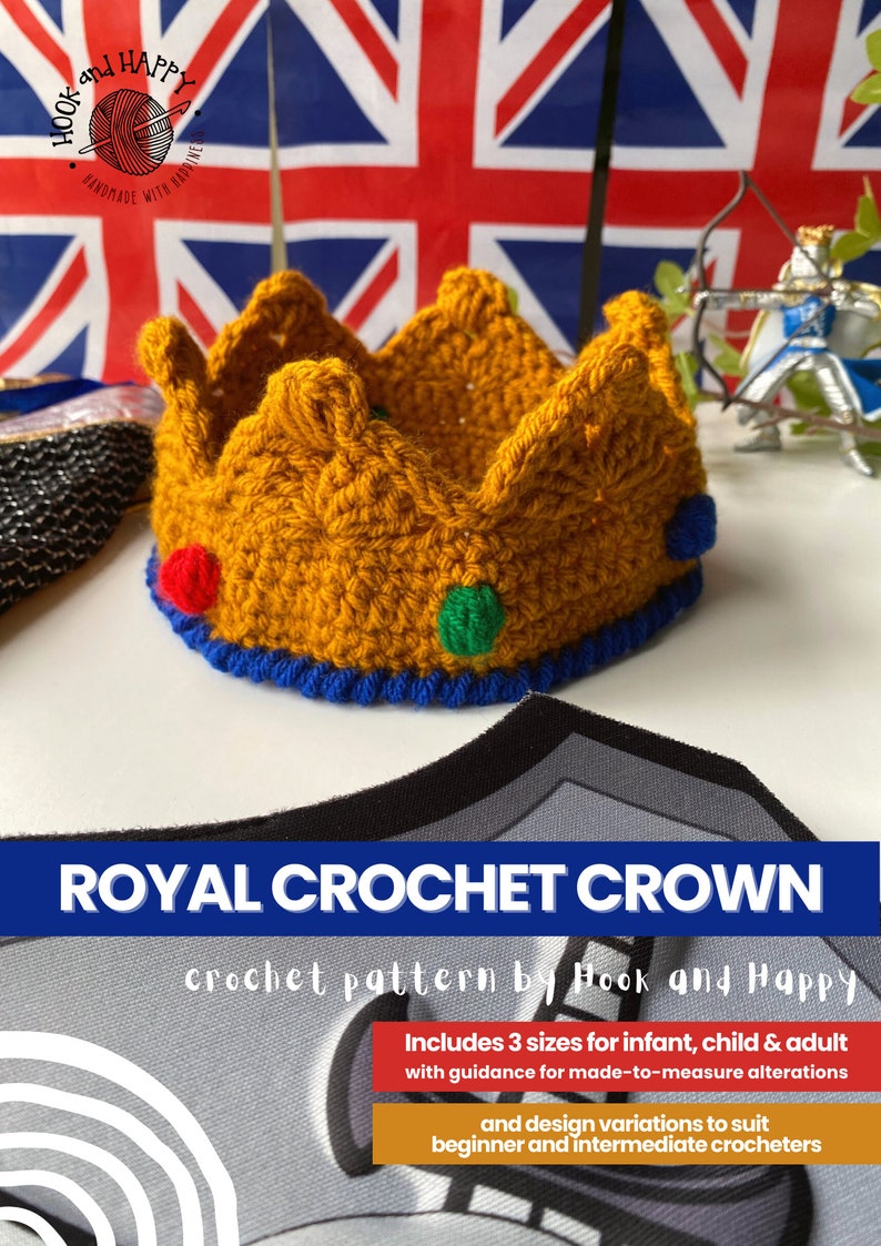 Haakpatroonbundel Royal Crown en Royal Tiara haakpatronen // 3 maten voor baby, kind en volwassene Partijkronen afbeelding 2