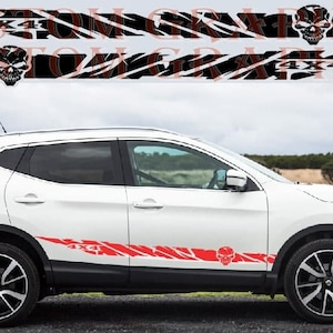 Qashqai Racing Stripes: Skull Line Design Vinyl Car Stickers
