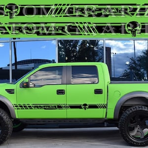 Skull Line Design Door Decal Sticker Vinyl Sport Compatible with Raptor F150 All Models size