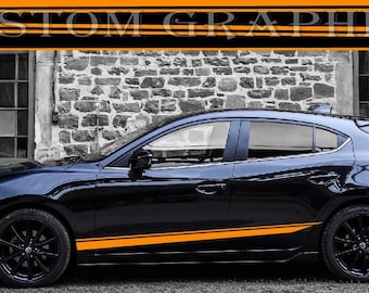 Racing Stripes Classic Line Design Vinyl Decal Stickers Compatible with Mazda 3