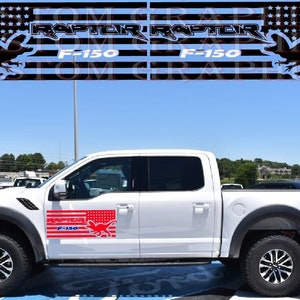 Premium Quality Vinyl Sticker Compatible with Raptor F150 Raptor USA Flag Design Car personalization stickers