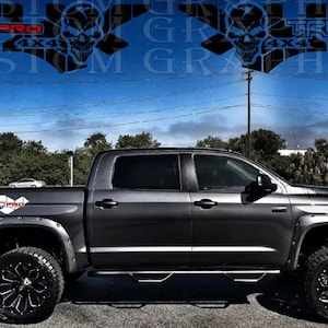 Premium Vinyl Sticker Compatible with Tundra All Models Size Skull 4x4 Design Cabin styling decals  Exclusive car decals Vehicle Enhancement