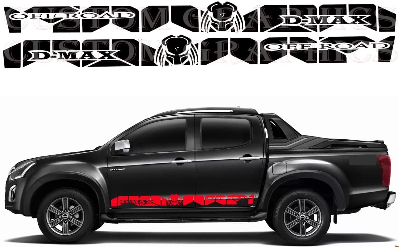 Isuzu D-Max Vinyl Decal: Alien Hood Line Design