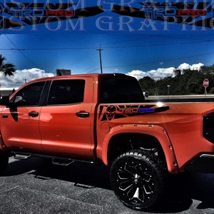 Premium Vinyl Sticker Compatible with Tundra All Models Size Skull TRD Design Cabin styling decals  Exclusive car decals Vehicle Enhancement