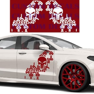 2x Best Skull Design Door Decal Sticker Vinyl Sport Compatible with Fusion All Models