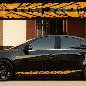 2x Stripes Skull Design Line Vinyl stickers Compatible with Cruze