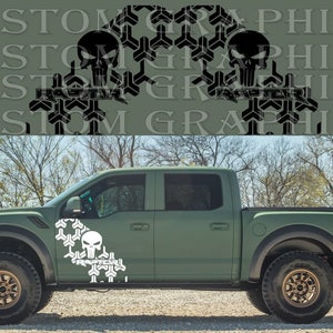 Skull Door Design Decal Sticker Vinyl Sport Compatible with Raptor F150 All Models size