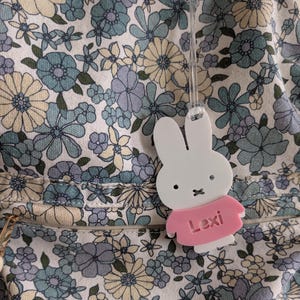 Personalized Miffy Bunny Bag Tag: Double Layered Backpack Name Tag