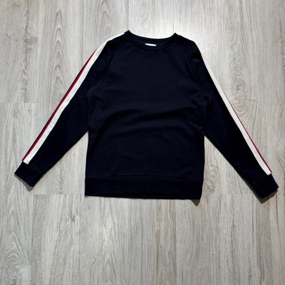 Sandro, Sandro Paris Men’s Black Sweatshirt Striped Sleeves Minimalist M