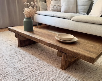 Rustic oak-look coffee table | Coffee table made from scaffolding planks | Meditation bench | Solid wood | Plank | Floorboard | Construction timber