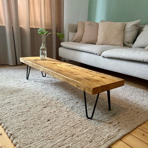 Reclaimed wood coffee table | Lowboard | Meditation bench | Scaffolding planks | Solid wood | Wood | Coffee table | Living room table | Wooden table
