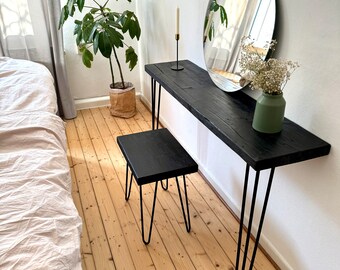 Wall console | Black oiled sideboard | Reclaimed wood console table | Construction timber dressing table | Solid scaffold plank | Sustainable minimalist