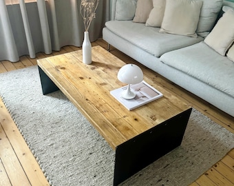 Coffee table made from scaffolding planks and steel | Rustic | Minimalist | Industrial style | Reclaimed wood | Construction timber