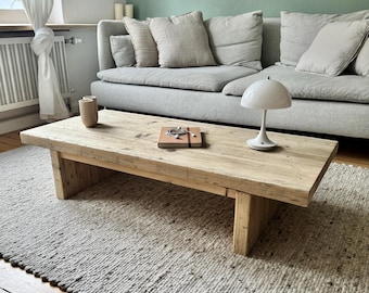 Coffee table made from scaffolding planks | Coffee table | Reclaimed wood | Construction timber | Meditation bench | Solid wood | Living room table