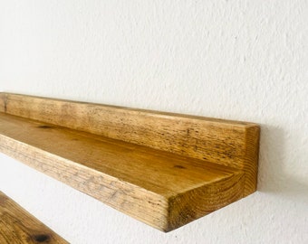 Estante de pared flotante de madera recuperada tratada con barniz al aceite de linaza | con pared trasera de madera vieja | Estanterías de madera para cocina, pasillo, salón, dormitorio.